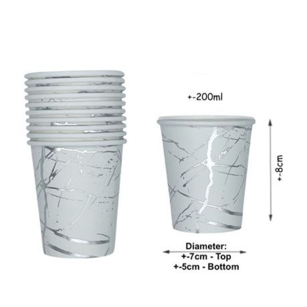 60-Piece Silver & White Marble Print Disposable Entertainment Pack