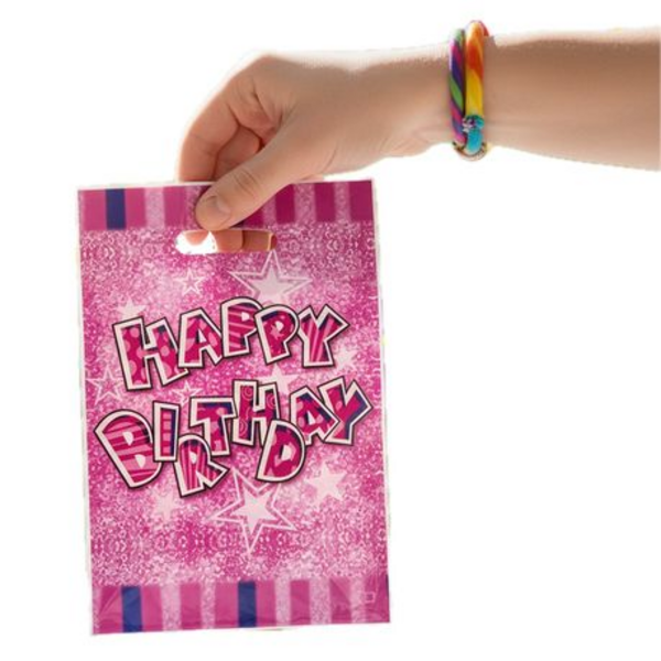 30 Piece Pink Glitter Star Party Favor Bags with Happy Birthday Design - Image 3