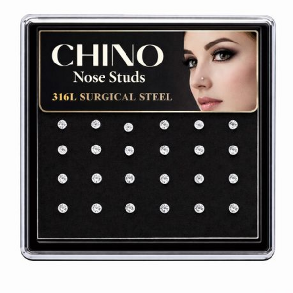 24 Nose Stud Set - CZ Crystal Nose Piercing Studs (Multicolour / White) - Image 13