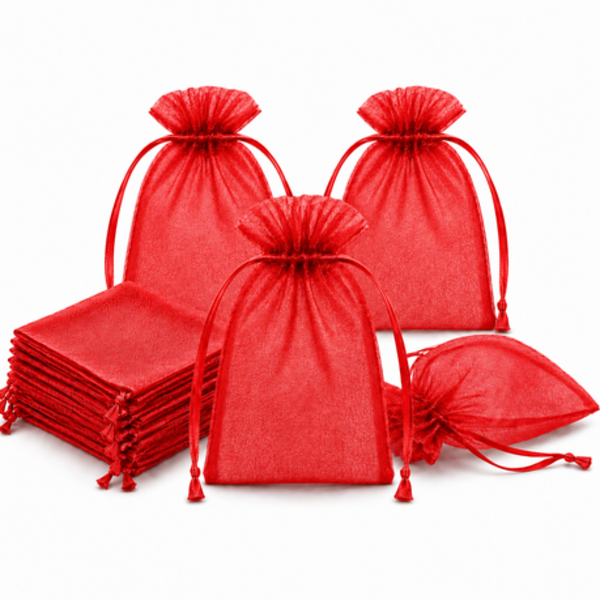 50 Organza 13cm x 18cm Bags in White, Black, Gold, Silver, Black and Red - Image 10