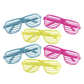 Neon Pack of 6 Kids Plastic Shutter-Shade Glasses