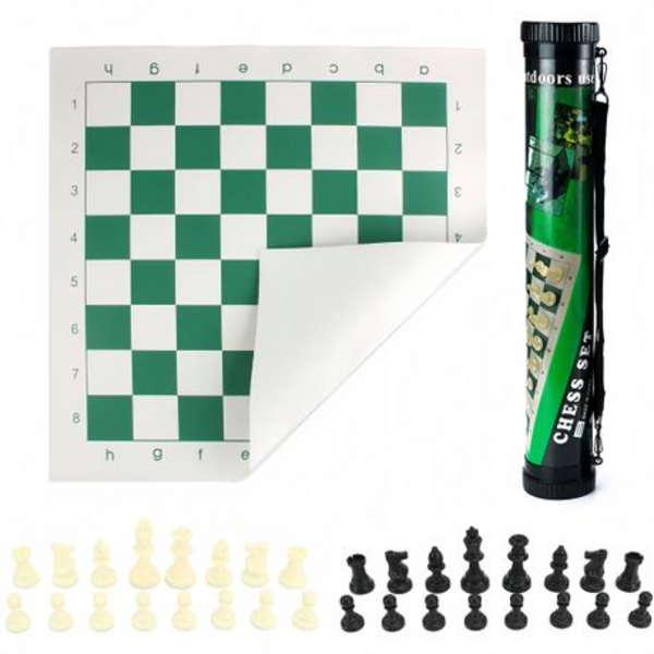 Tournament Standard Chess Set with 32 Chess Pieces - Black / Green / White