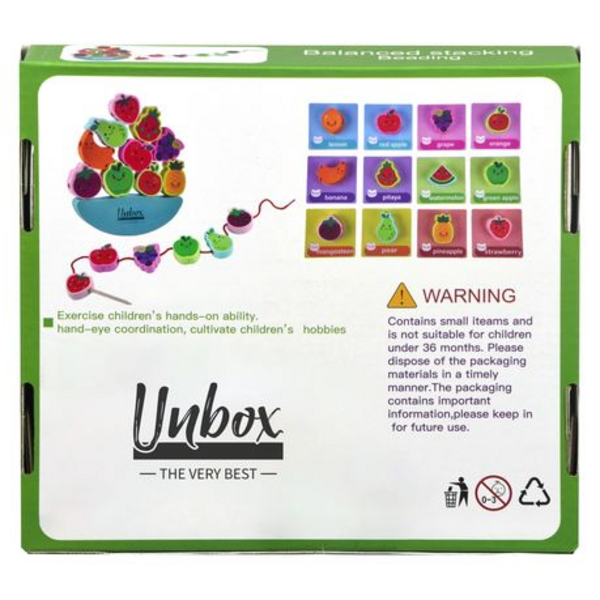 Unbox - Kids Wooden Toy Colorful Fruit Balancing, Stacking & Beading Set - Image 4