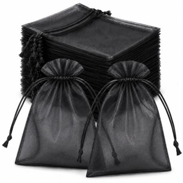 50 Organza 17cm x 23cm Bags in White, Black, Gold, Silver, Black and Red - Image 38