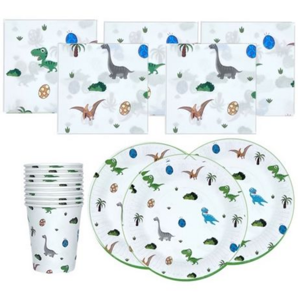 Prehistoric Party Essentials - 60-Piece Disposable Tableware Set