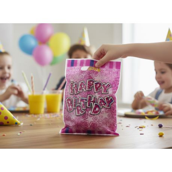 30 Piece Pink Glitter Star Party Favor Bags with Happy Birthday Design - Image 6