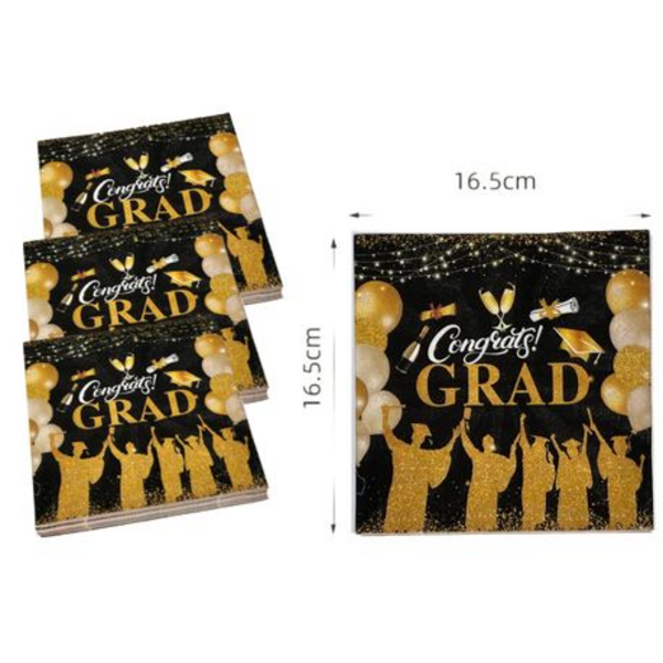 60Pc Elegant Graduation Celebration Set - Disposable Plates, Napkins & Cups - Image 5