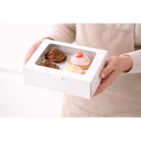 12 Pack Sturdy Cupcake Boxes with Clear Windows - Holds 4 Cupcakes per Box - Image 4