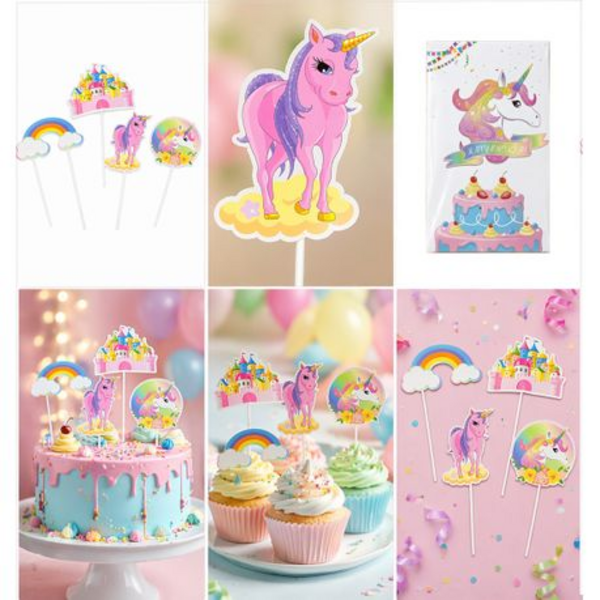 DIY Cake Cupcake Topper Decor Set - Unicorn Theme for Birthday Party Events - Image 8