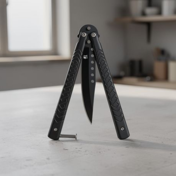 Balisong Non Trainer Butterfly Knife in Black - Flip It. Flick It. Own It. - Image 5