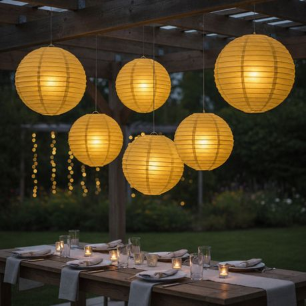 Chinese Paper Lanterns - 5 Pack - Large 40cm Round Hanging Lanterns - Image 32