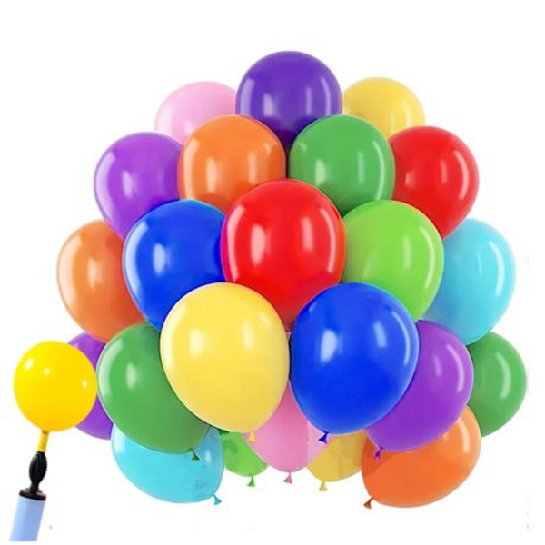 Inflate the Fun with Our 100 Piece Multi-Coloured Balloons & Hand Air Pump!