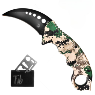 FOX Inspired Tvb Karambit FA43 Tactical - Pixelated Camo EDC Folding Knife