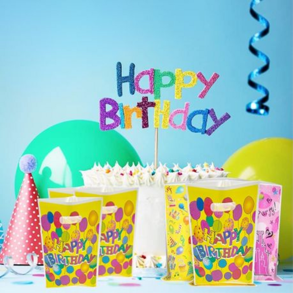 30-Piece Bright Yellow "HAPPY BIRTHDAY" Theme Gift & Party Favour Loot Bags - Image 3