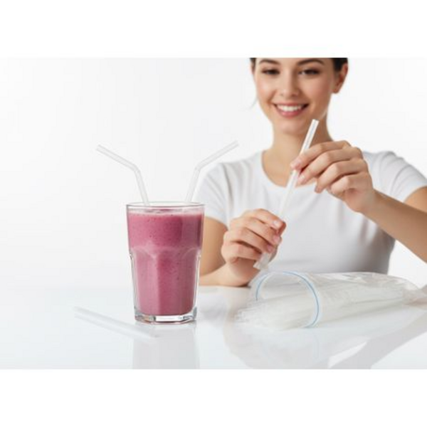 Smoothie Slush Large Jumbo Straws - Clear - Individually Wrapped - Image 6