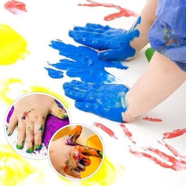 Unleash Creativity - Kids Finger Paint Art Set with 6 Colors and 3 Canvas