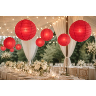 Chinese Paper Lanterns - 5 Pack - Large 40cm Round Hanging Lanterns