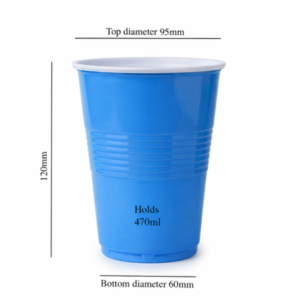 50 Disposable Party Cups - 470ml / 16oz Sturdy Plastic Drinking Cups - Image 34