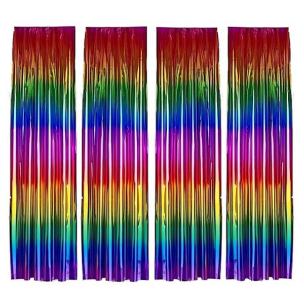Shimmer and Shine with Our Pack of 4 Multicoloured Foil Curtains!