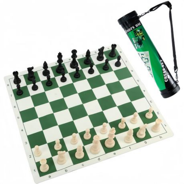 Tournament Standard Chess Set with 32 Chess Pieces - Black / Green / White