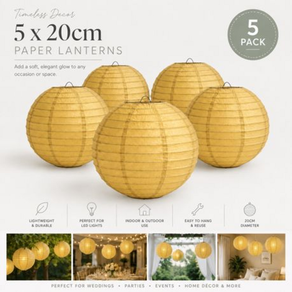 Chinese Paper Lanterns - 5 Pack - Large 40cm Round Hanging Lanterns - Image 28