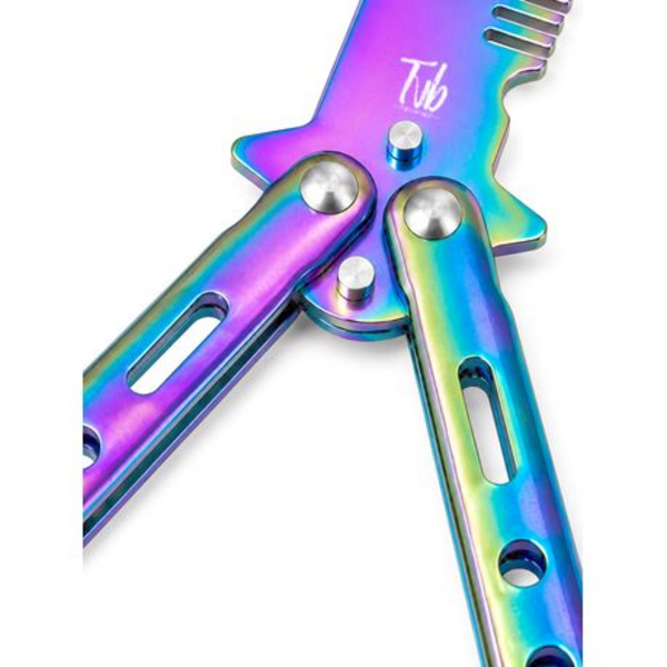 Trainer Non Sharp Butterfly Comb Knife - Rainbow Multi Colour Practice Tool
