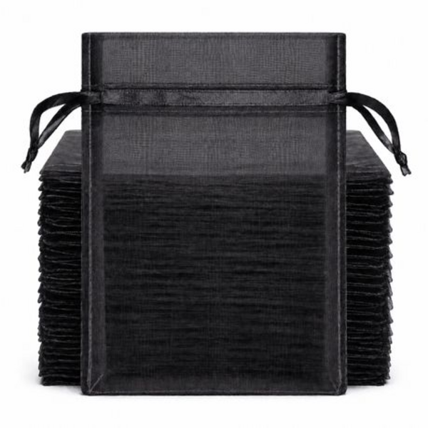 50 Organza 17cm x 23cm Bags in White, Black, Gold, Silver, Black and Red - Image 16