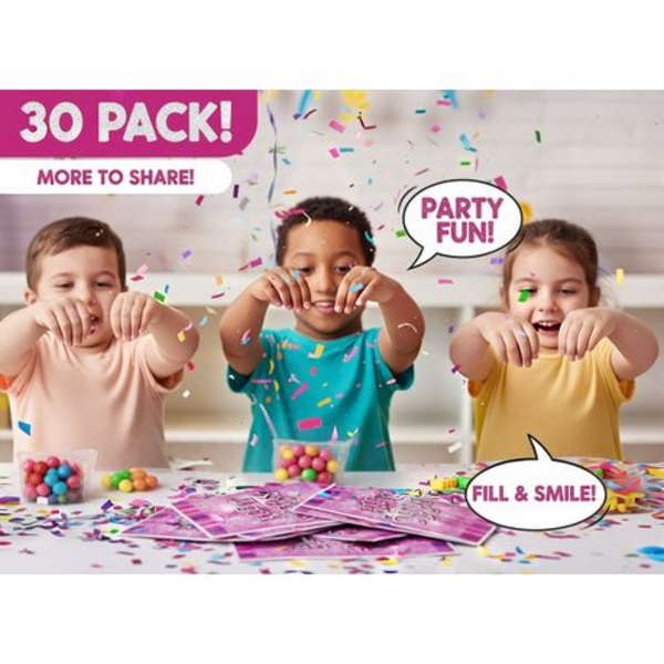 30 Piece Pink Glitter Star Party Favor Bags with Happy Birthday Design - Image 2