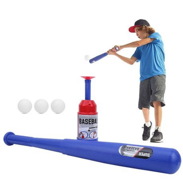 Super Baseball Fun: Automatic Ball Launcher Adjustable Bat, 3 Plastic Balls
