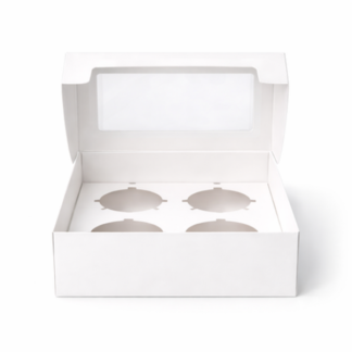 12 Pack Sturdy Cupcake Boxes with Clear Windows - Holds 4 Cupcakes per Box