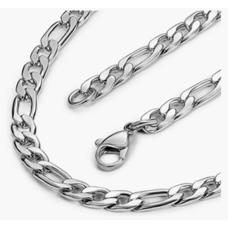 6mm Premium Surgical Stainless Steel Figaro Chain Necklace for Men Women