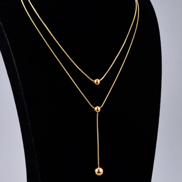 Elevate Your Style: The Double-Layered Y-Necklace with Sphere Charm