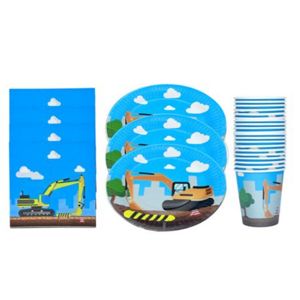 Construction Themed 60-Piece Bulk Disposable Kids Party Pack - Image 5