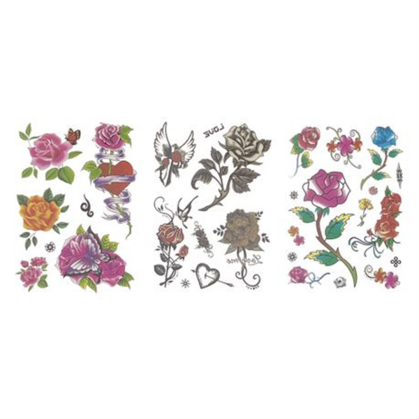 Blossom into Fun: Bulk Sets of Flower and Rose Temporary Tattoos - Pack of 20 - Image 7