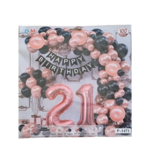 Pink 21st birthday Balloon Garland