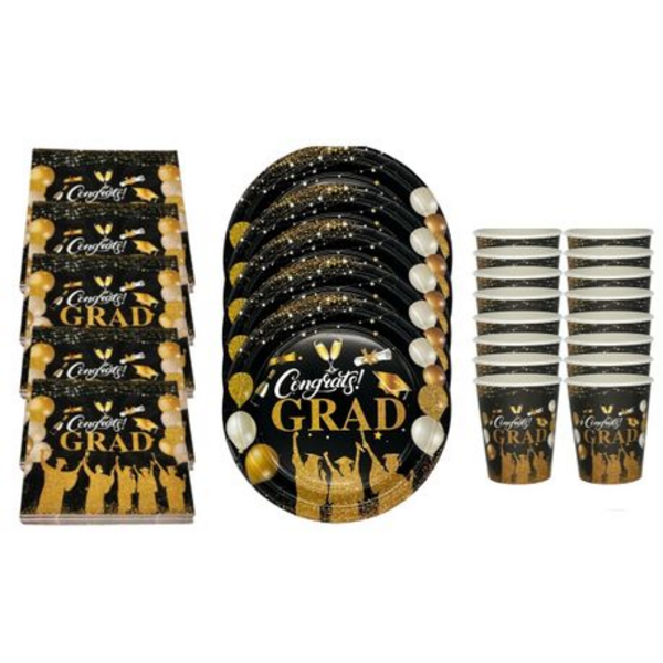 60Pc Elegant Graduation Celebration Set - Disposable Plates, Napkins & Cups - Image 2