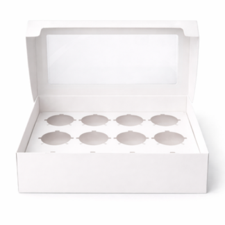 12 Pack Sturdy Cupcake Boxes with Clear Windows - Holds 12 Cupcakes per Box