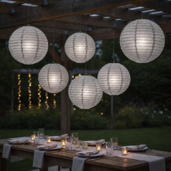 Chinese Paper Lanterns - 5 Pack - Large 40cm Round Hanging Lanterns - Image 3