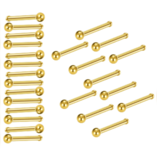 24 x Gold Stainless Steel Nose Piercing Studs Unisex Men Women Girl Gift