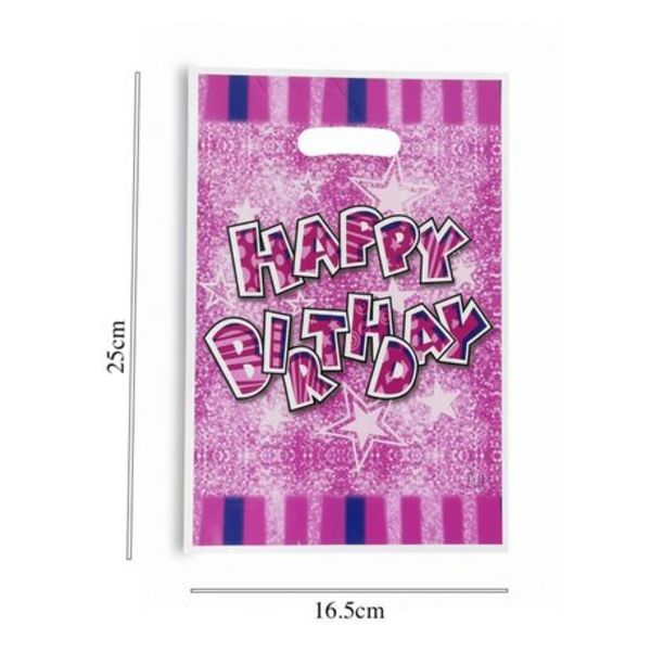 30 Piece Pink Glitter Star Party Favor Bags with Happy Birthday Design - Image 4
