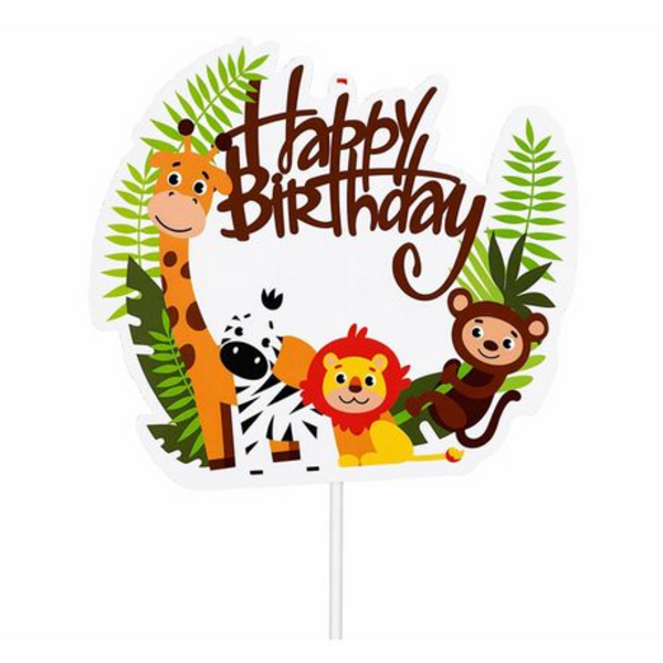 Cake Topper Cupcake Decor Kit - Happy Bday "Wild Animal" Party Event Set - Image 4