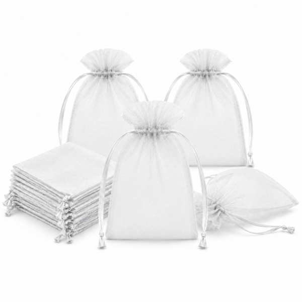 50 Organza 13cm x 18cm Bags in White, Black, Gold, Silver, Black and Red - Image 14