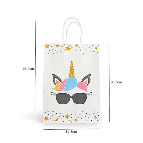 White unicorn gift bags with handles set of 24 party packs - Image 7
