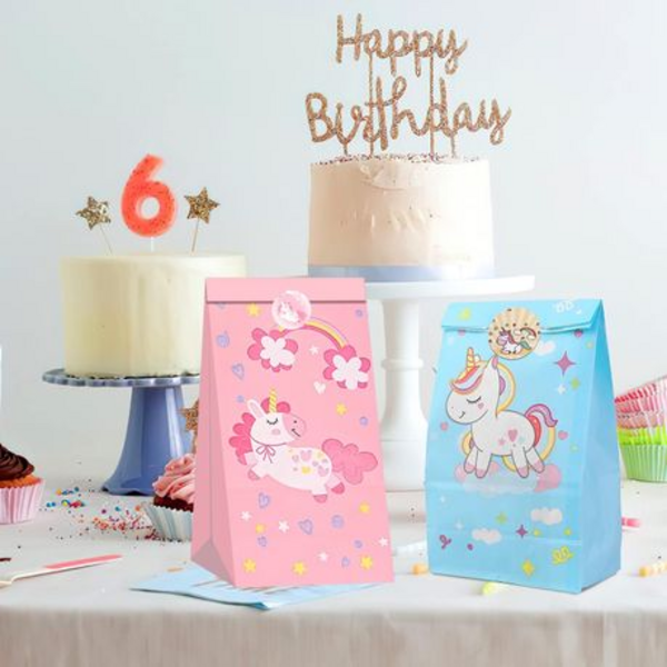 Magical 24-Piece Unicorn Themed Paper Gift Bags with Stickers - Image 6