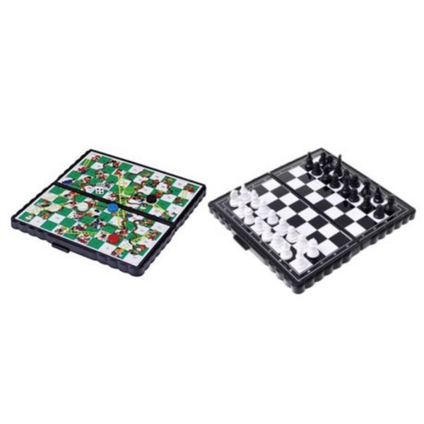 Checkmate on the Go: Magnetic Mini Foldable Travel Chess and Checkers Sets