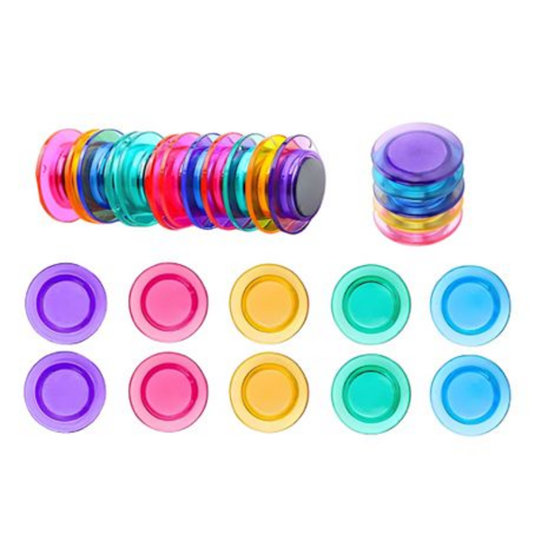 20-Pack Clear Transparent Magnetic Buttons for Refrigerator & Whiteboard