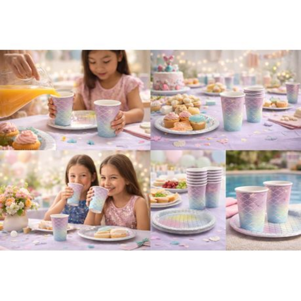 Shimmering Mermaid Shell Party Pack-40pc Disposable Tableware for 20 Guests - Image 3