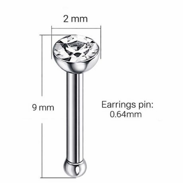 24 Nose Stud Set - CZ Crystal Nose Piercing Studs (Multicolour / White) - Image 7