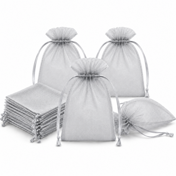 50 Organza 13cm x 18cm Bags in White, Black, Gold, Silver, Black and Red - Image 35