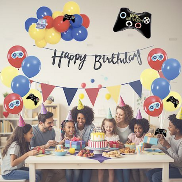 41-Piece Gamer Happy Birthday Balloon & Party Decor Set - Image 5